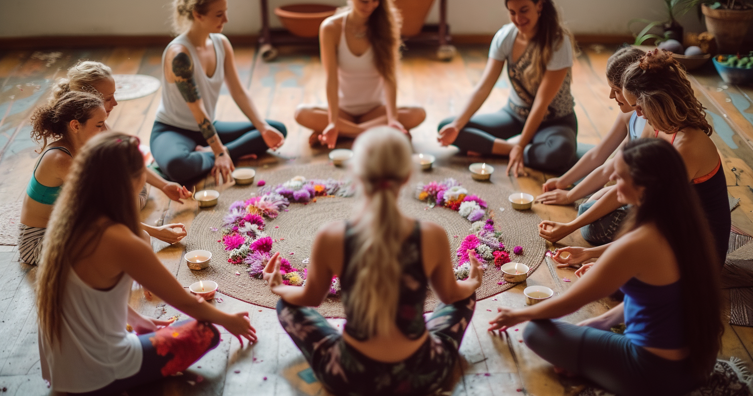 meshagency_women_in_yoga_group_on_floor_around_a_center_of_cand_5f3cdac7-f692-4f45-9e84-3627b8463699